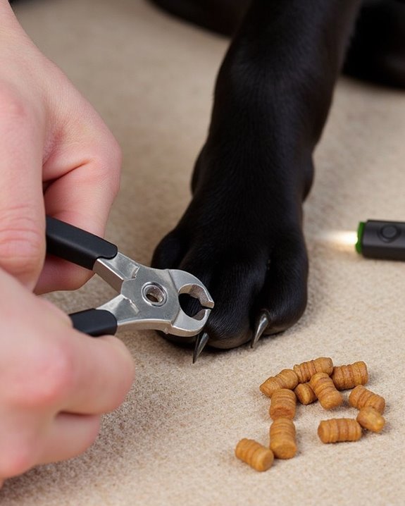 cautious trimming of black nails