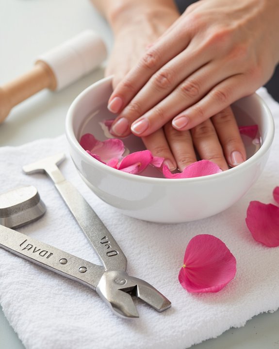 soften nails with lukewarm